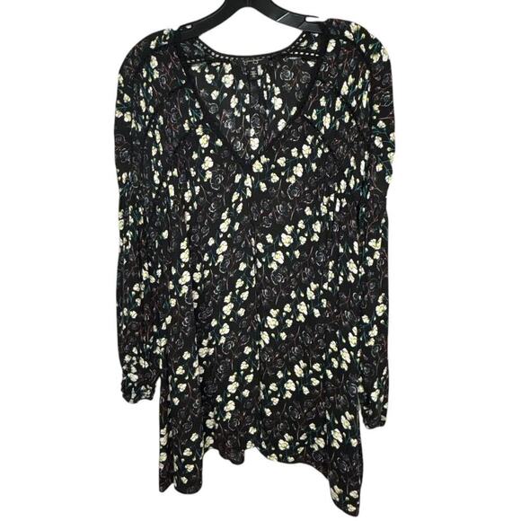 Jessica Simpson Floral Crinkle Fabric Crochet Lace Long Sleeve Top Size 3XL Plus - Picture 1 of 16
